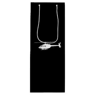 Helicopter Chopper Silhouette Flying Black Wine Gift Bag