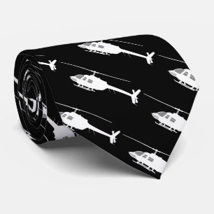 Helicopter Chopper Silhouette Flying Tie