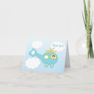 Helicopter, Clouds, Boy Baby Shower Thank You Card