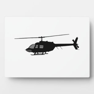 Helicopter Flying Silhouette Customise Colour Plaque