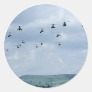 Helicopter flypast classic round sticker