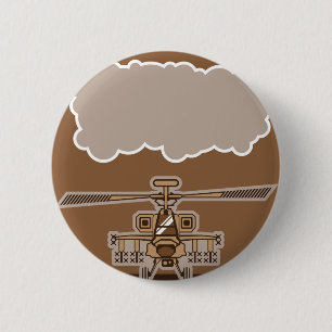 Helicopter Front 6 Cm Round Badge