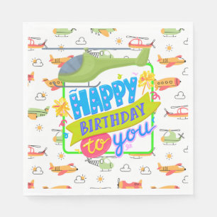 Helicopter Happy Birthday Napkin