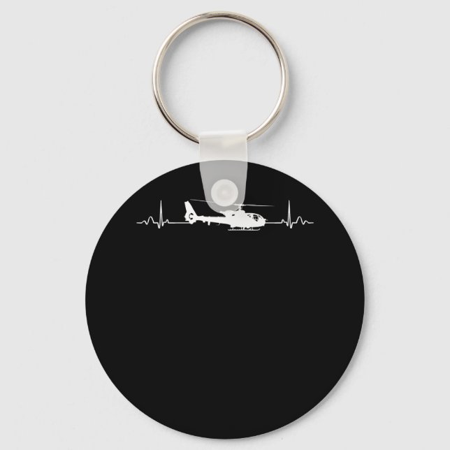 Helicopter Heartbeat for Pilots and Aviators Key Ring (Front)