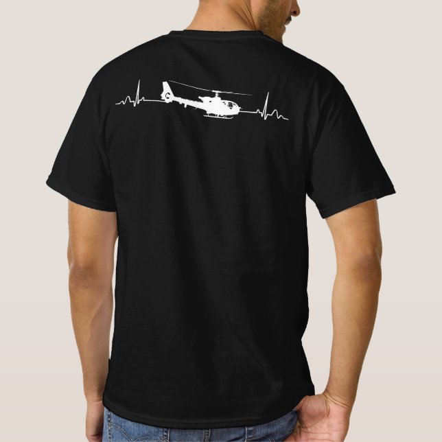 Helicopter Heartbeat for Pilots and Aviators T-Shirt (Back)