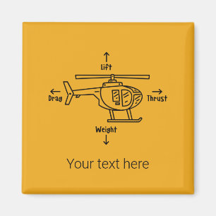 Helicopter Illustration Aviation Pilot Birthday Magnet