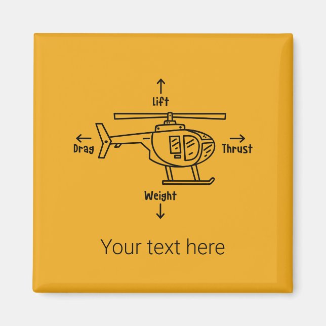 Helicopter Illustration Aviation Pilot Birthday Magnet (Front)