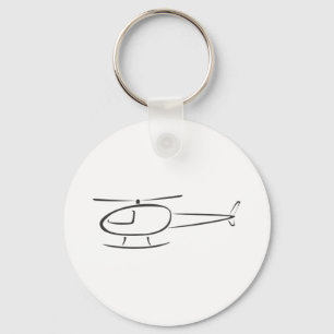 Helicopter in Swish Drawing Style Key Ring