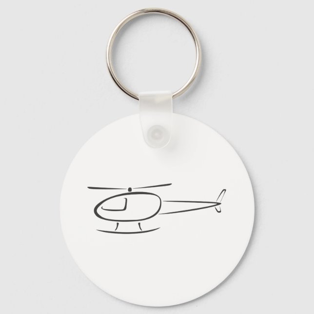 Helicopter in Swish Drawing Style Key Ring (Front)