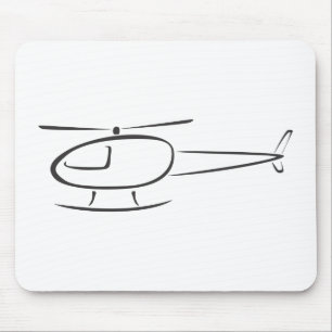 Helicopter in Swish Drawing Style Mouse Mat