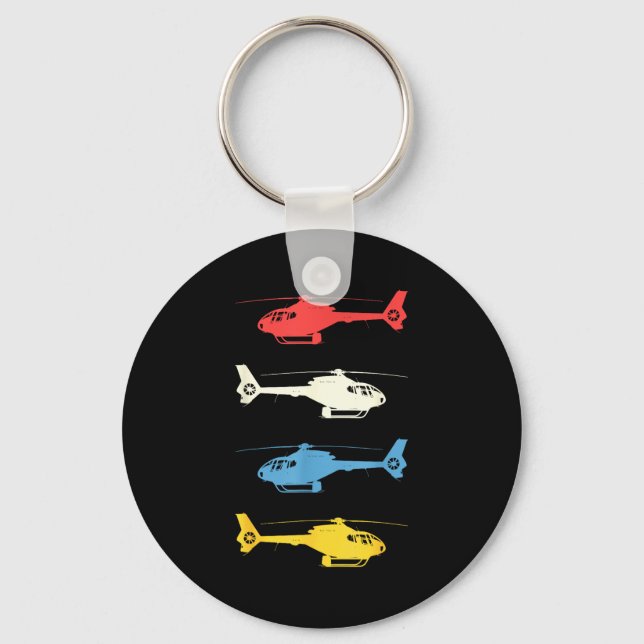 Helicopter Lot Vintage Aviation Flying Helicopters Key Ring (Front)