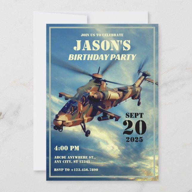Helicopter Military  Invitation (Front)