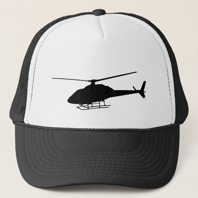 Helicopter or Pilot Black sport  Silhouette Trucker Hat (Front)