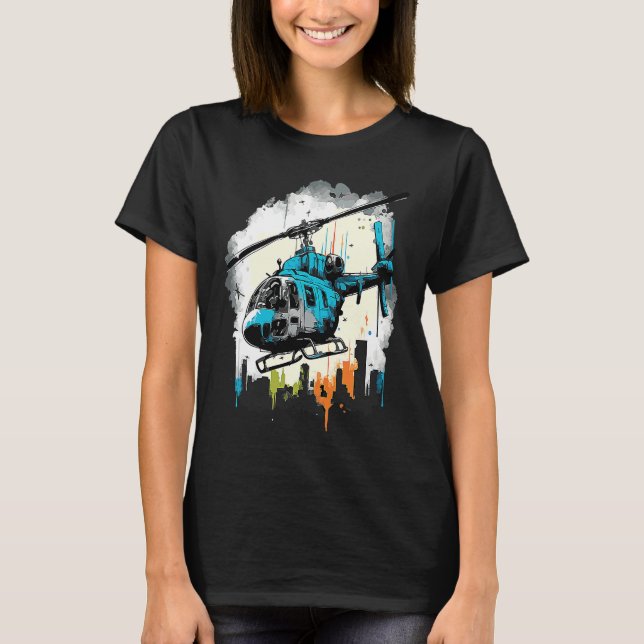 Helicopter over the city  graffiti T-Shirt (Front)