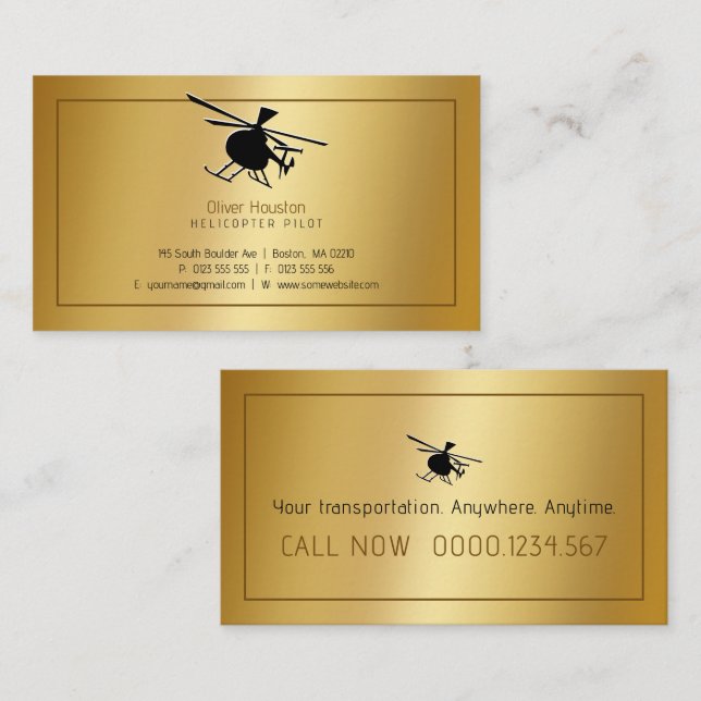 Helicopter Pilot | Air Taxi Business Card (Front/Back)