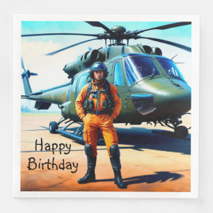 Helicopter Pilot Birthday Napkin