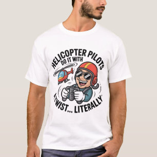 Helicopter Pilot Cartoon Mascot T-Shirt