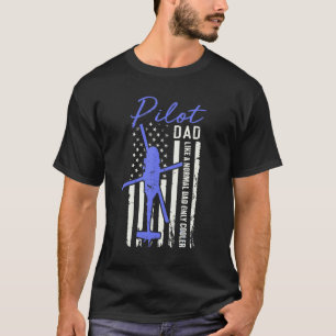 Helicopter Pilot Dad American Flag Cool Flying Dad T-Shirt