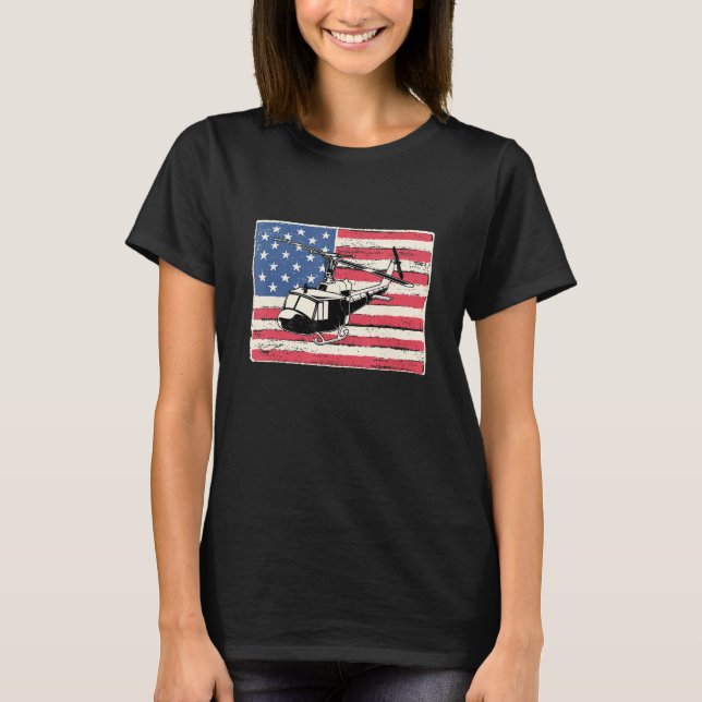 Helicopter pilot for men gift american flag patrio T-Shirt (Front)