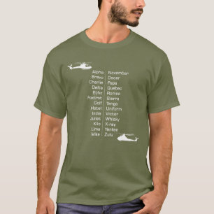 Helicopter Pilot Phonetic Spelling Alphabet Words T-Shirt