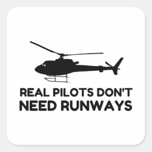 Helicopter PILOT RUNWAYS Square Sticker