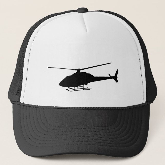 Helicopter Pilot Silhouette Flying  Trucker Hat (Front)