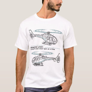 Helicopter Pilot Technical Blueprint Vector Design T-Shirt