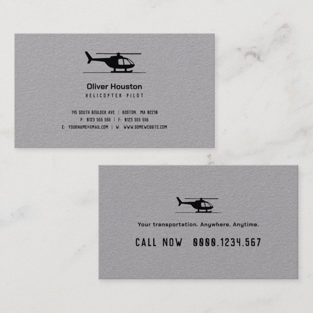 Helicopter Pilot | Transportation Business Card (Front/Back)