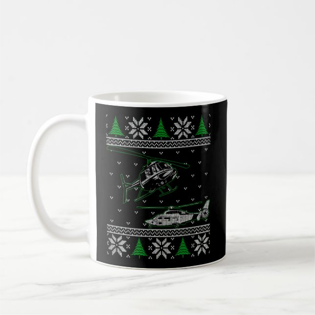 Helicopter Pilot Ugly Christmas Sweater Chopper Av Coffee Mug (Left)