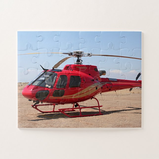 Helicopter, red, aircraft jigsaw puzzle (Horizontal)