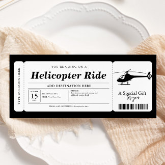 Helicopter Ride Surprise Gift Ticket Voucher Invitation