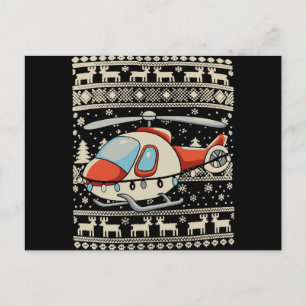 Helicopter Santa Hat Christmas Lights Ugly Xmas Holiday Postcard