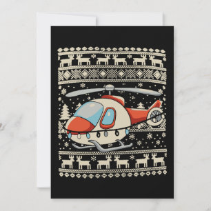 Helicopter Santa Hat Christmas Lights Ugly Xmas Invitation