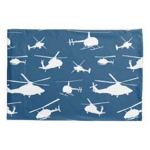 Helicopter Silhouettes // Navy Blue // Pillowcase