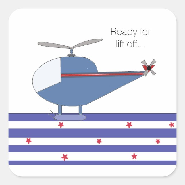 Helicopter Square Sticker (Front)