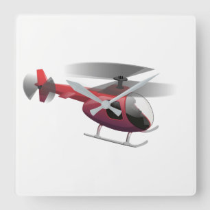 Helicopter Square Wall Clock