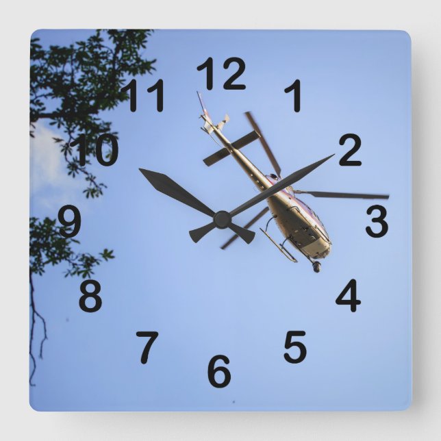 Helicopter Square Wall Clock (Front)