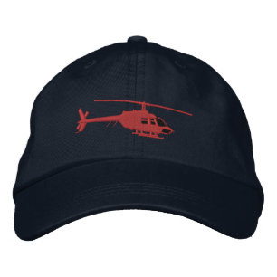 Helicopter Urban Chopper Silhouette Flying Embroidered Hat