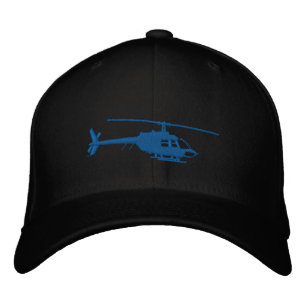Helicopter Urban Chopper Silhouette Flying Embroidered Hat