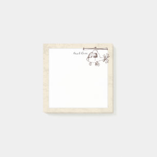 Helicopter, vintage style post-it notes