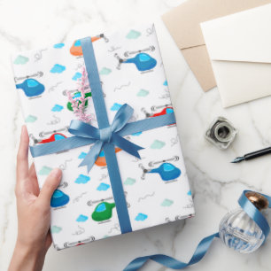 Helicopter Wrapping Paper, Aircraft Gift Wrap