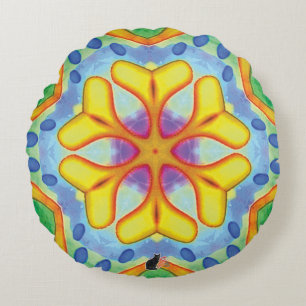 Helios Kaleidoscope  Round Cushion