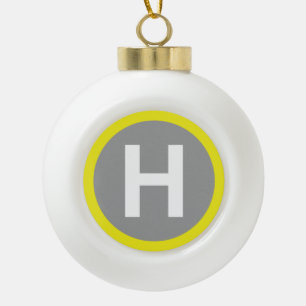 Helipad Sign Ceramic Ball Christmas Ornament
