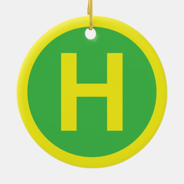 Helipad Sign Ceramic Tree Decoration (Back)