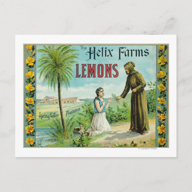 Helix Farms Lemon LabelSan Diego, CA Postcard (Front)