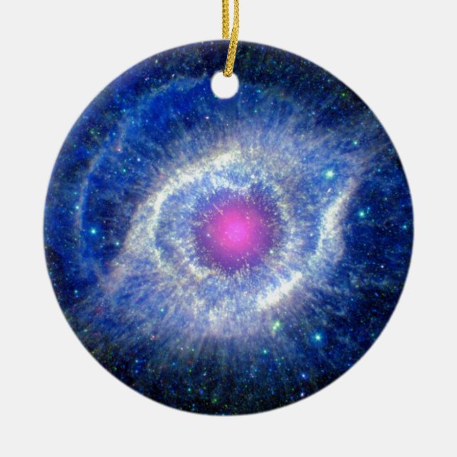 Helix Nebula Ultraviolet Eye of God Space Photo Ceramic Tree Decoration (Front)