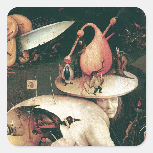 hell by hieronymus bosch square sticker (Front)