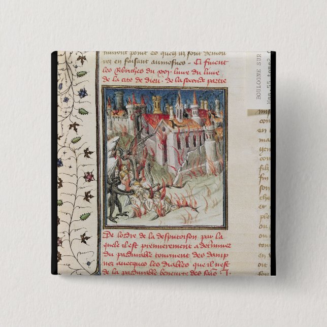 Hell, from 'De Civitate Dei' by St. Augustine 15 Cm Square Badge (Front)