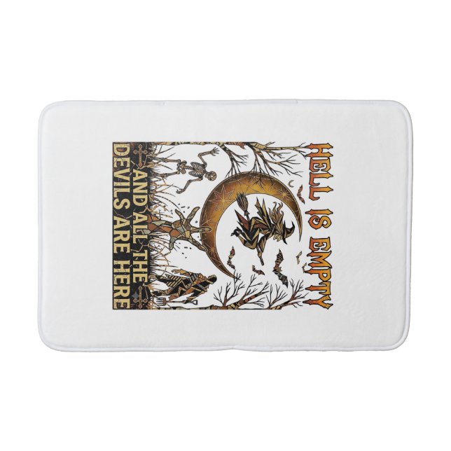 Hell Is Empty Halloween Witch Crescent Moon Skelet Bath Mat (Front)