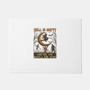 Hell Is Empty Halloween Witch Crescent Moon Skelet Doormat